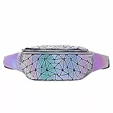 Bauchtaschen Mode Damen Gürteltasche geometrische leuchtende holografische reflektierende Hüfttasche für Party Festival, Sport, Outdoor Travel