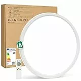Bowfar LED Deckenleuchte Effizienzklasse A, 12W 2600LM Deckenlampe Dimmbar 3000K-6500K, IP54 Ultra Dünn Badezimmer Lampe mit Fernbedienung für Wohnzimmer Küche Kinderzimmer Schlafzimmer Ø30*2.5CM