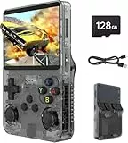 R36S Retro Handheld Spielkonsole, Retro Konsole 3,5-Zoll-IPS-Bildschirm, 128 G über 40.000 Spiele, tragbare Spielkonsole für Kinder und Erwachsene, unterstützt mehrere Emulatoren (Schwarz)
