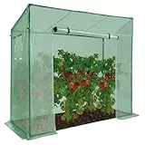 IDMarket - Gartengewächshaus, Tomatengewächshaus 200 x 78 x 169 cm aus Stahl + UV-beständige Plane mit Tür und 2 ganzjährig nutzbaren Fenst