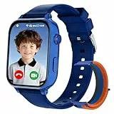 PTHTECHUS Kinder Smartwatch GPS und 4G Telefon, Kinderuhr mit Videoanruf Voice Chat Schulmodus WiFi SOS Spiele Wecker, Schrittzähler, Telefonuhr Smartwatch Kinder für Mädchen Jungen 4-12 Jahren - Blau