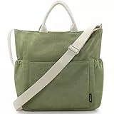 Prite Shopper Tasche Damen Groß Cordtaschen Tote Bag Cord Beuteltasche Stofftasche mit Verstellbarem Schultergurt für Arbeit Reisen Einkaufen Schule College