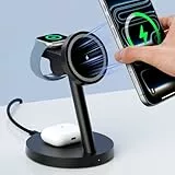 KPON Magsafe Ladestation für Apple Watch und iPhone, 3 IN 1 iPhone Handy Ladestation Magsafe Ladegerät Apple Charging Station für iPhone 17~12 Serie, Apple Watch 11~2, AirPods