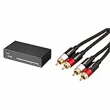 Hama Stereo Phono-Vorverstärker PA 506 (für Plattenspieler, inkl. Netzadapter 230V/50Hz, 3000mA, Cinchkabel 0,9 m) & Amazon Basics PBH-20217 - Cinch-Audiokabel, 2 x Cinch-Stecker auf 2 x Cinch-Stecker
