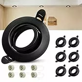 Laiebri 6er Einbaustrahler GU10 Set, 45° Schwenkbar Einbaurahmen 68mm mit GU10 Fassung, Rund LED Spots 230V Ultra Flach Deckenspots Schwarz, Einbauspots Einbauleuchten Rahmen für LED oder Halogen