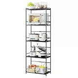 NETEL Küchenregal Stehend mit 5 etagen,Mikrowellen-Regal，Bäckerregal，Standregal，Regal küche stehend，Breite verstellbar (38.5-63cm)，Schwarz