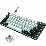 Snpurdiri 60% kabelgebundene mechanische Gaming-Tastatur, 61 Anti-Ghosting-Tasten, Blaue LED-Hintergrundbeleuchtung, ultrakompakte Zwei Ständer(Braune Schalter/Schwarz Weiß)