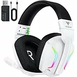 WESEARY WG1 Bluetooth Headset, 2,4G Wireless Gaming Headset mit Mikrofon für PS5, PS4, PC, Switch, Mac, Faltbarer Surround Sound Noise Cancelling Kopfhörer mit LED Licht, Über 50 Stunden Akkulaufzeit