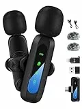 aceyoon Lavalier Mikrofon, 3 in 1 Ansteckmikrofon Kabellos für iPhone Android iPad Kamera Laptop Plug und Play Wireless Mikrofon Rauschunterdrückung Stummschaltung für Live Videoaufzeichnung Vlog
