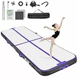FBSPORT Airtrack Matte 3m Trainingsmatte, 10cm Dicke Tumbling Matten mit Luftpumpe und Tragetasche, Gymnastikmatte für Zuhause/Yoga/Outdoor/Tumbling/Gym/Training/Cheerleading/Wasser