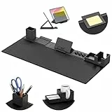 KDD Schreibtischunterlage, 6 in 1 Schreibtisch Unterlegmatte Leder, Tischunterlage Gaming mit Magnetisch DIY Schreibtisch Organizer Set für Handy- & Tablethalter/Becherhalter/Kartenhalter/Stifthalter