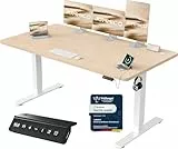 JUMMICO Höhenverstellbarer Schreibtisch mit USB-Ladeanschluss 160 x 70 cm, Schreibtisch Höhenverstellbar Elektrisch, Steh-Sitz Tisch Stehpult Verstellbarer Computertisch,Standing Desk,Beige