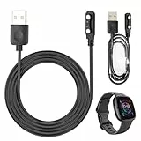 BaiWeiDun Smart Watch Ladekabel, Universal Magnetisch SmartWatch Zubehör Ladekabel 2 Polig Kabel, Ladegerät Kontakt Pitch Abstand 4 mm (Schwarz)