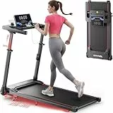 Laufband für Zuhause 12km/h, 6 IN 1 Elektrisches Laufband mit 10% Steigung, 1080MM Einziehbares Steigrohr, Controllo App, 360° Tablet Holder, 2.5HP Leiser Motor, LED Anzeige (Rot)