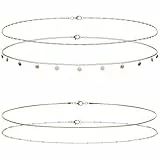 Wanmu 4er Set Goldene Taillenkette für Damen 14K Geschichtete Bauchketten Verstellbarer Sexy Körperschmuck Wasserdichte Satelliten-Bauchperlen