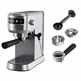AEG EC6-1-6ST Espresso Siebträgermaschine/schmales Design/Thermoblock Technologie / 15 bar / 3 Einsätze für 1-2 Tassen & ESE Pads/Touch Bedienfeld/Milchschaumdüse / 1 l Wassertank/Edelstahl