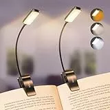 Gritin Leselampe Buch Klemme, Buchlampe, 3 Farbtemperatur Modi, Stufenlose Helligkeit Klemmlampe, USB Wiederaufladbare Klemmleuchte, 360° Flexibel für Nachtlesen ins Bett usw, Schwarz- 2 Stück