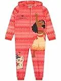 Disney Vaiana Onesie Mädchen, Kuscheliger Schlafoverall Kinder Aus Fleece, Moana Onesie Kinder Für Winter, Orange 104