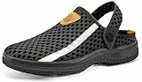 Hausschuhe Herren Clogs Damen Gartenschuhe Pantoletten Pantoffeln Atmungsaktiv Slip on Sommer Sandalen Freizeit Strand Schuhe Schwarz 43