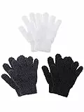 Geyoga 3 Paar Kinder Strickhandschuhe Winter Warme Vollfinger Handschuhe(Dunkelgrau, Schwarz, Weiß,4-7 Jahre,Solid Style)