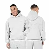 SMILODOX Hoodie Herren Kaleo, Oversize Kapuzenpullover mit Logo-Stickerei Brust & Rücken, Tunnelzug Kapuze, Kängurutasche, Rippbündchen, Urbaner Sweatshirt Style, ideal für Gym & Freizeit