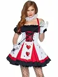 Leg Avenue 83409 - 2Tl. Hübsche Playing Karten Kostüm Set Mit Kleid Und Neck Piece Damen Fasching Karneval, M/L (EUR 40-42), Rot