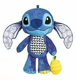 Clementoni Disney Stitch - Erste Aktivitäten Plüsch, Interaktives Hänge-Spielzeug mit Klangeffekten und verschiedenen Materialien, Waschbar, Fördert sensorische Fähigkeiten, Ab 3 Monaten