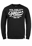 Indicode IDGalilero Herren Sweatshirt Pullover Sweater mit Rundhals-Ausschnitt Rippbündchen Baumwollmischung Regular fit, Größe:L, Farbe:Black (999)
