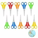 RUCUDIM 10 Stück Kinderschere, Kinder Zuerst Schere Vorschule, Kinder Sicherheit Schere Edelstahl, Kleine Papierschere Kinder, Schere Schule Papierschere mit cm Skala für DIY Handwerk(5 Farben)