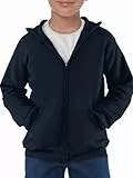 Haloumoning Jungen Kapuzenpullover Langarm Zip Up Hoodie Kinder Einfarbig Sport Kapuzenjacke Casual Basic Sweatshirt mit Reißverschluss, Dunkelblau, 13-14 Jahre