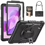 SEYMAC Hülle für Lenovo Idea Tab 11 2025 / Tab M11 / K11 11 Zoll TB336ZU/TB336FU, Stoßfeste Hülle mit Displayschutzfolie, 360° Drehbarer Ständer und Handschlaufe, Schultergurt, Stifthalter, Schwarz
