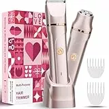 RAXMETRY Gesichtshaarentferner für Frauen, 2-In-1 Elektrischer Rasierer Damen, Intimrasierer für Frauen, Wiederaufladbar mit USB-Ladestation, Trimmer Damen für Bikinizone Achseln, Ipx7 Wasserdicht