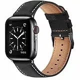 WFEAGL Lederarmband Kompatibel mit Apple Watch Armband 41mm 40mm 38mm 42mm(Series 11 10),Echtes Lederband Ersatzarmband Herren Damen Armband für iWatch Series Ultra SE 11 10 9 8 7 6 5 4 3 2 1,Schwarz