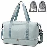 IBALULU Sporttasche Reisetasche Damen, 35L Weekender Travel Duffle Bag mit 2 schuhbeuteln, Schuhfach & Nassfach, Cord Strandtasche Trainingstasche Handgepäck Tasche für Gym, Reisen, Urlaub