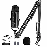 zealsound USB Gaming Mikrofon mit Arm—Rauschunterdrückung, Mute-Taste & Echo, Studio Microphone Kondensatormikrofon für Podcast, TikTok Streaming, Youtuber, Zoom, Singen, PC, Handy, iPhone, Mac & PS5