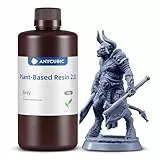 ANYCUBIC Plant Based Resin 2.0, Geruchsarmer 3D Drucker Resin, Verbesserte Zähigkeit, Biegefestigkeit, Nicht leicht zu brechen, UV Photopolymerharz für für 405-nm-LCD-3D-Drucker, Grau 1000g