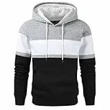 LUNULE Kapuzenpullover Herren Hoodie Farbblock Langarm Pullover Mit Kapuze Herbst Winter Sweatshirt Casual Hooded Regular Fit Basic Hoody Jogging Sport Hoodie Leicht Bequeme Kapuzenpulli Streetwear