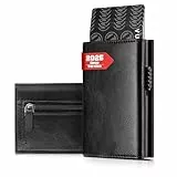 IceReco Portmonee Herren Reisepasshülle Leder Slim Wallet mit Münzfach Geldbörse Kartenetui Klein/Mini Karten Geldbeutel Kartenhalter Portemonnaie mit RFID Schutz Brieftasche Portemonaie
