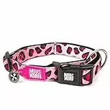 Max & Molly Gotcha! Hundehalsband Halsband Hund mit Smart ID, gepolstertes Neopren Halsband mit Design für mittelgroße Hunde, wasserdicht, bequem, verstellbar, Leopard Pink, M