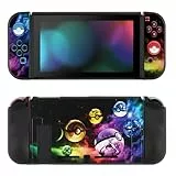 DLseego Schutzhülle Kompatibel mit Switch, Dockbare weiche TPU-Abdeckung mit 4 Daumengriffkappen, Kratzfeste Stoßdämpfung Zubehör für Switch Konsole&Joycons Controller,Elfenball