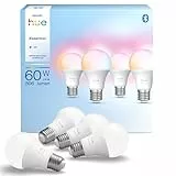 Philips Hue Essential Smart LED A60 Lampe, Weiß und Farbig, E27 Fassung, 8W, 2200K-6500K, 806 Lumen, dimmbar, funktioniert mit Alexa, Google Assistant, und Apple Home, 4er Pack