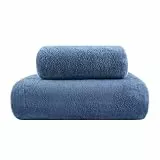 KinHwa Handtuch-Set Premium 100% Mikrofaser 1 Badetücher 76x152cm + 1 Handtücher 50x100cm weich und saugstark 2 Pack blau