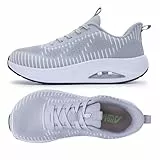 GOOBON Herren-Wanderschuhe mit breiter Zehenpartie, orthopädische Tennis-Sneaker für Plantarfasziitis, Ballenzehen, Plattfüße, Grauweiß, 44 EU