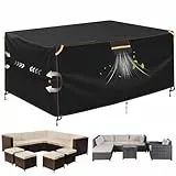 GARPROVM Abdeckplane Gartenmöbel Outdoor Wasserdicht, 250x210x90cm Gartenmöbel Abdeckung Wetterfest 420D Oxford Gewebe mit Belüftung, Staubdicht Schutzhülle für Outdoor Sitzgruppe Sofa Tischabdeckung