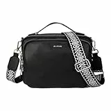 Gladdon Umhängetasche Damen, Schultertasche mit Reißverschluss, Crossbody Bag, Leder handtasche klein, Breite Schultergurte Jacquard-Gewebe