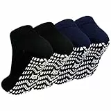 ZAKASA Rutschfeste Socken für Herren: rutschfeste Socken für ältere Menschen, Krankenhaus, Yoga, Pilates, 2 x Schwarz + 2 x Marineblau, 47-49 EU