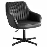 Sweetcrispy Esszimmerstühle, Küchenstuhl Drehbar & Höhenverstellbar - Leder Sessel Esstisch mit Armlehne, 360° Drehstuhl Esszimmer in Schwarz, 1 Stück