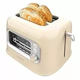 Cecotec Vertikaler Toaster RetroVision Beige, 700W Leistung, 2 Extra-breite Schlitze, Einzigartiges Anzeige-Design, Bräunungssteuerung, Retro-Design, Staubabdeckung