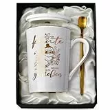 Doublewhale Renteneintritt Geschenk Männer & Frau, Geschenke zum Rentner, Ruhestand Geschenk Tasse für Kollegen, 14 Oz Rente Keramik Marmor Kaffeebecher mit Deckel, Löffel und Geschenkbox