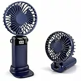 CNMTCCO Handventilator, Tragbarer Mini Ventilator USB Aufladbar, 5 Geschwindigkeitsstufen Tischventilator Klein, Faltbarer Lüfter mit Umhängeband für Büro, Outdoor, Reisen (Blau)